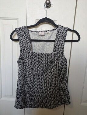 Anthropologie Postcard Black and White Geometric Square-Neck Tank